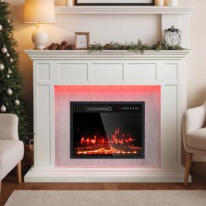 Fireplace Mantel with Stacked Stone Surround