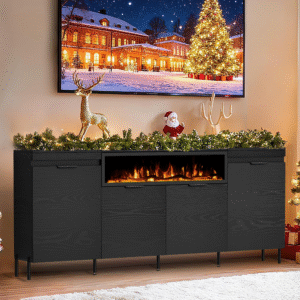 80" Electric Fireplace TV Stand with 40" Recessed Fireplace Heater