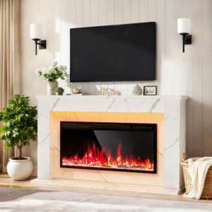 60 Inch Electric Fireplace with Mantel