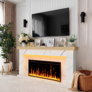 62 Inch Electric Fireplace with Mantel