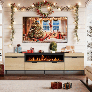 80" Electric Fireplace TV Stand with 40" Recessed Fireplace Heater
