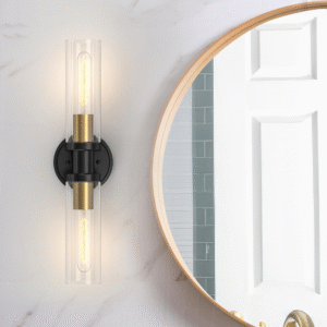 Bathroom Light Fixtures 2-Light Black & Gold