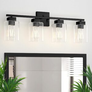 4 Light Matte Black Bathroom Light Fixture