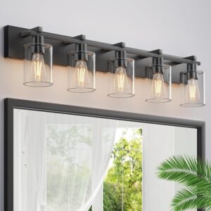 Bathroom Vanity Light,5 Light Matte Black Light Fixture