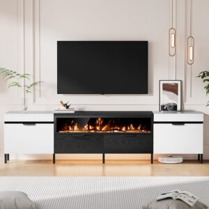 Black & White Fireplace TV Stand