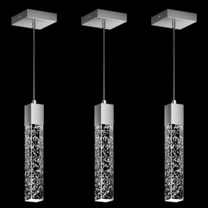 Three Brushed Nickel Bubble Glass Pendant