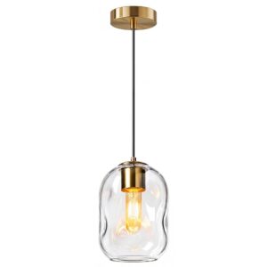 Single Gold Clear Globe Glass Pendant