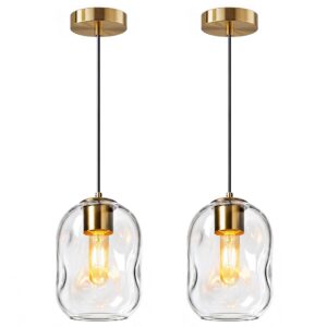 Two Gold Clear Globe Glass Pendant