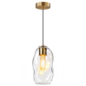 Single Gold Clear Globe Glass Pendant