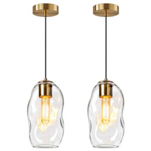 Two Gold Clear Globe Glass Pendant
